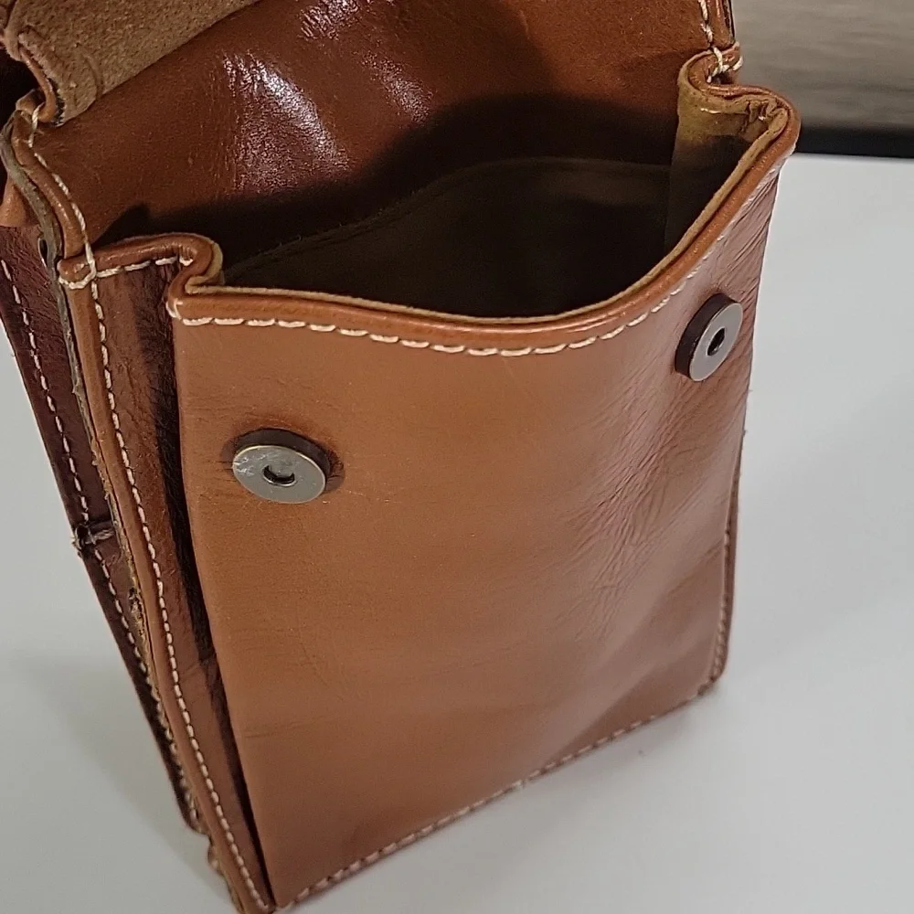 Patricia Nash Brown Leather Phone Pouch Wristlet Clutch Bag
